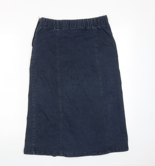Signature Womens Blue Cotton A-Line Skirt Size S Zip