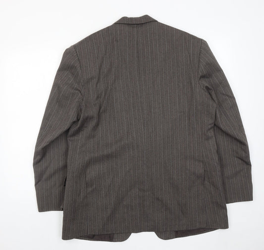Stylex Fashions Mens Grey Striped Polyester Jacket Suit Jacket Size 44 Regular