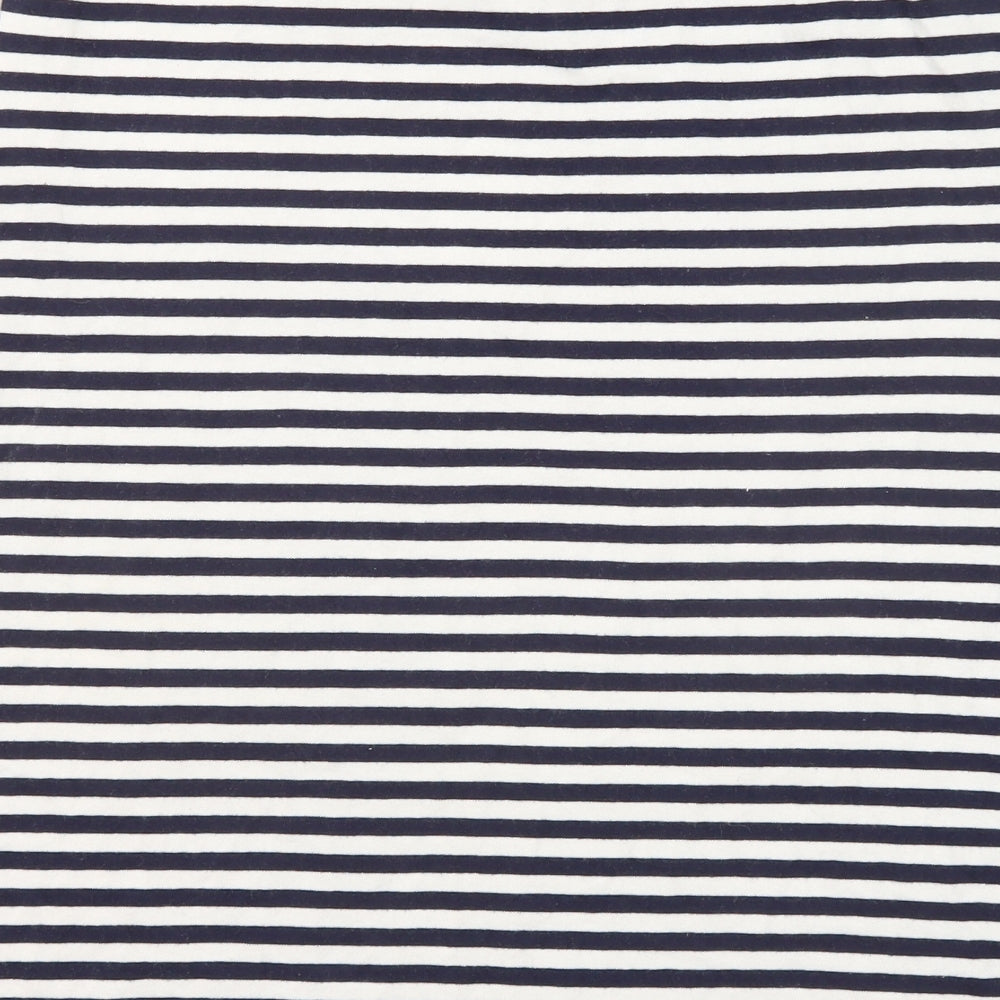 Stronghold Womens Blue Striped Cotton Basic T-Shirt Size M Round Neck