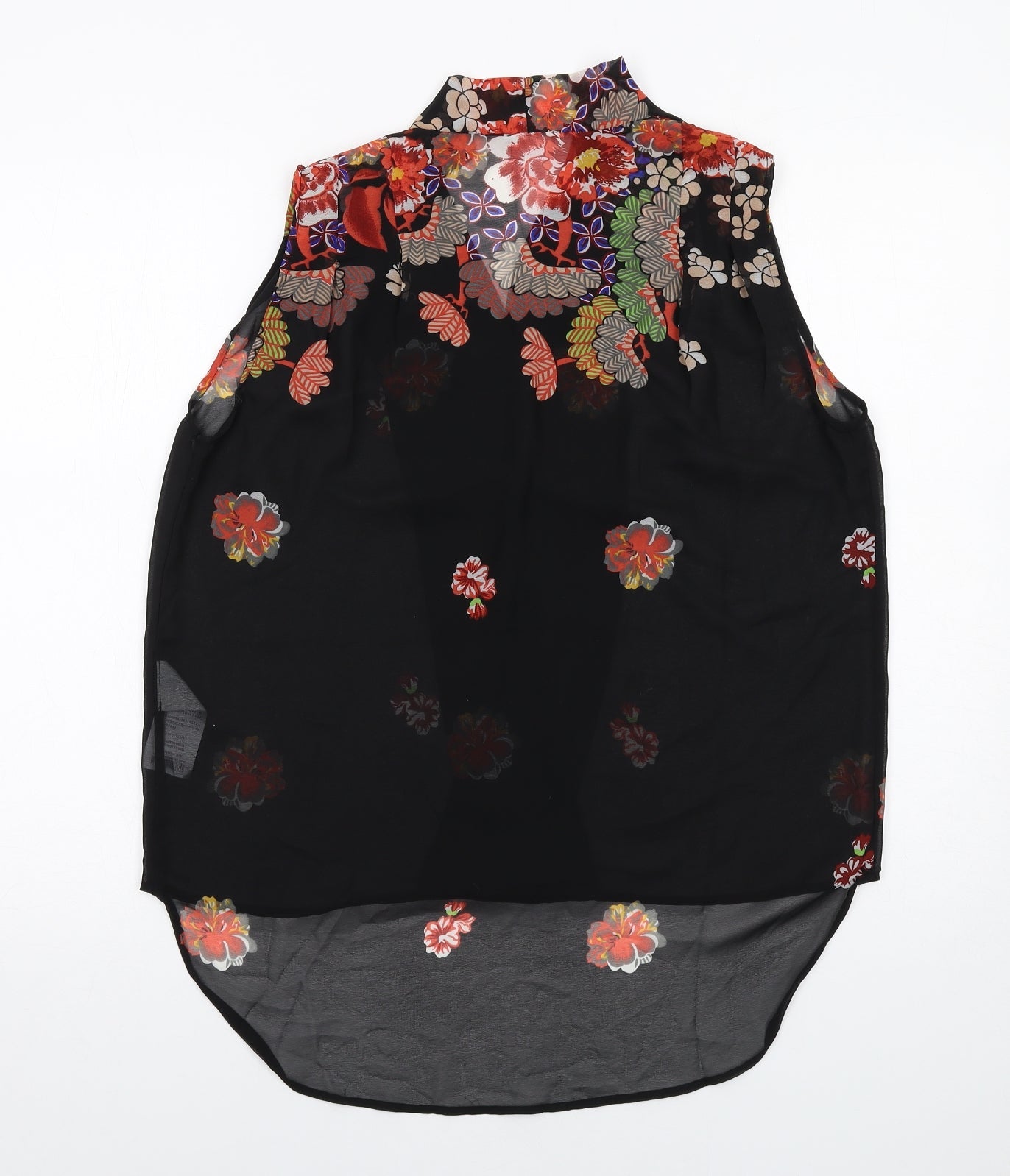 VERO MODA Womens Black Floral Polyester Basic Tank Size M V-Neck