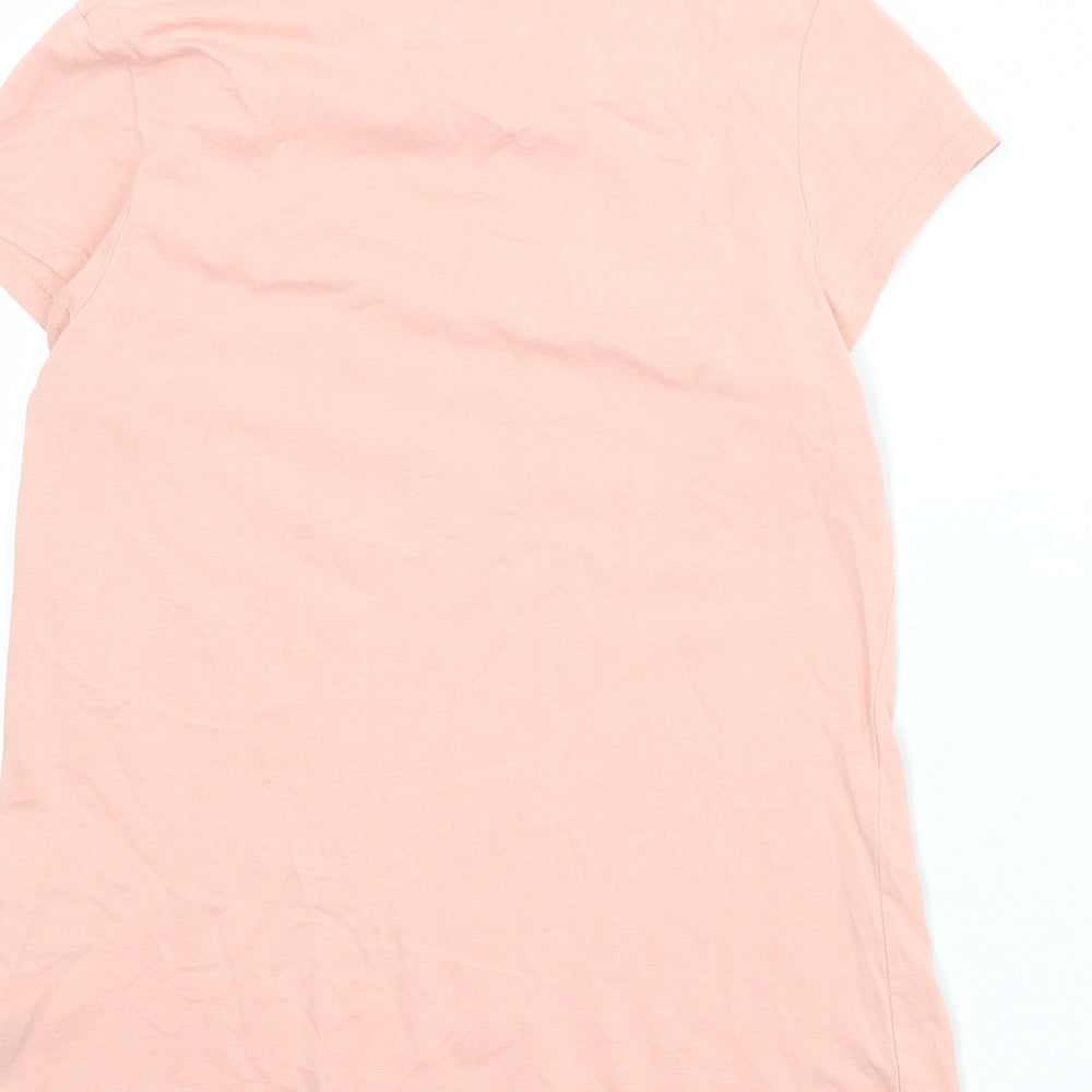 Brand and care label for H&M girls’ pink cotton camisole t-shirt, size 8-9, years boat neck pullover - 8-10 years