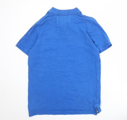 Superdry Mens Blue 100% Cotton Polo Size 2XL Collared Button