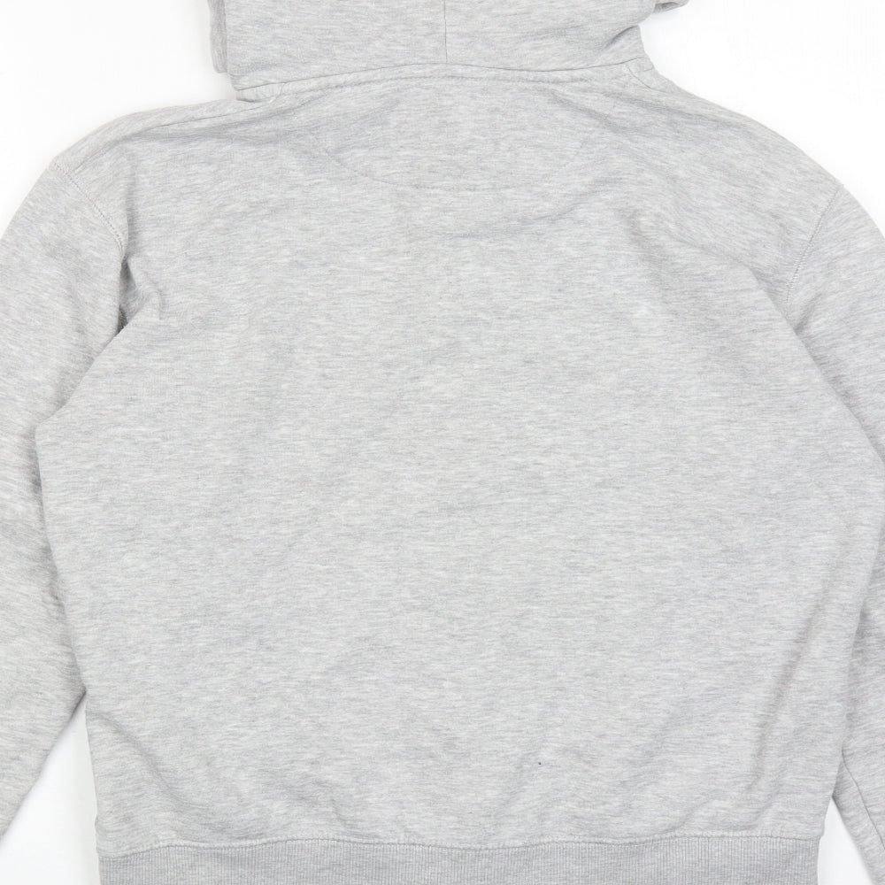 Brand and care label for French Connection women’s grey cotton full zip hoodie, size S, zip