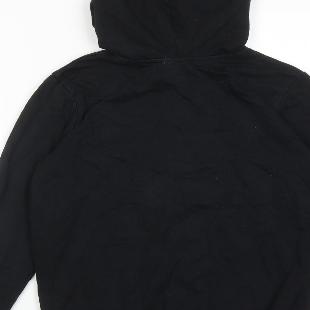 Brand and care label for ASOS women’s black cotton full zip hoodie, size UK 4, zip