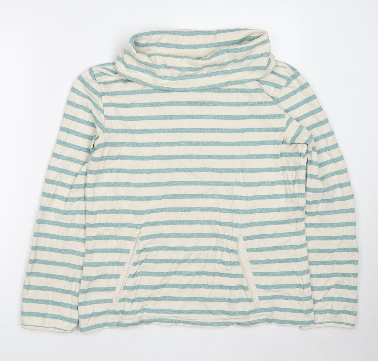 Crew Clothing Womens Ivory Striped Cotton Pullover Sweatshirt Size 12 Pullover