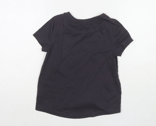 Gap Girls Grey Cotton Basic T-Shirt Size 6-7 Years Round Neck Pullover