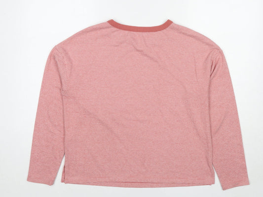 Marks and Spencer Womens Red Striped Polyester Pullover Sweatshirt Size 10 Pullover