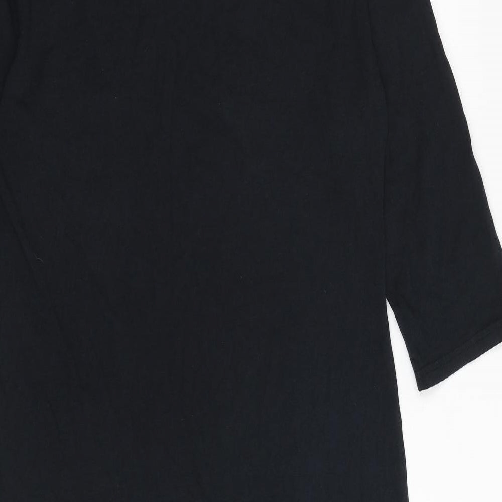 Jack Wills Womens Black Cotton Shift Size 10 Round Neck Pullover