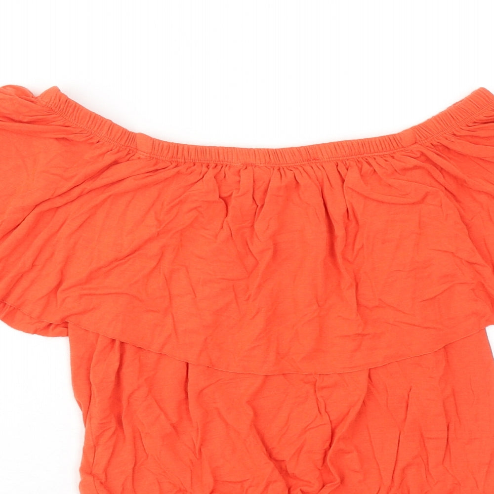 Jane Norman Womens Orange Viscose Basic Tank Size 12 Off the Shoulder
