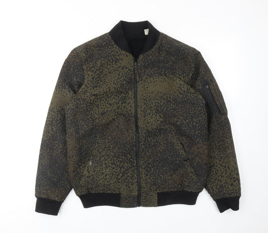 Levi's Mens Green Geometric Bomber Jacket Jacket Size S Zip