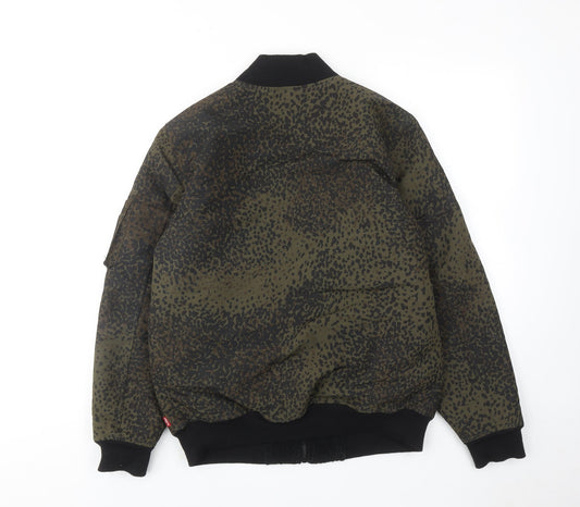 Levi's Mens Green Geometric Bomber Jacket Jacket Size S Zip