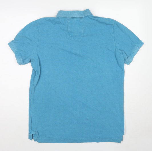 Superdry Mens Blue Cotton Polo Size 2XL Collared Pullover