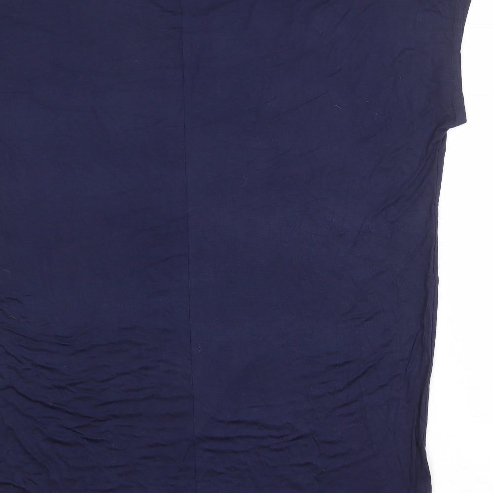QED London Womens Blue Viscose Basic T-Shirt Size S Round Neck - Size S-M