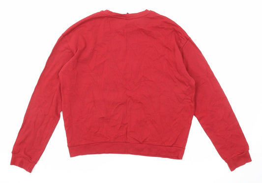 Disney Girls Red Cotton Pullover Sweatshirt Size 13-14 Years Pullover - Minnie Mouse