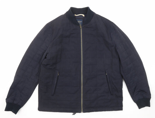 Additional front view of Hammond & Co men’s blue quilted jacket, size L, zip