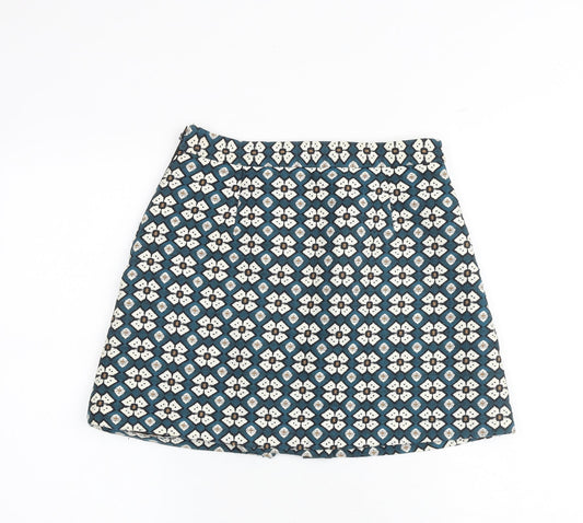 Zara Womens Multicoloured Floral Polyester A-Line Skirt Size S Zip