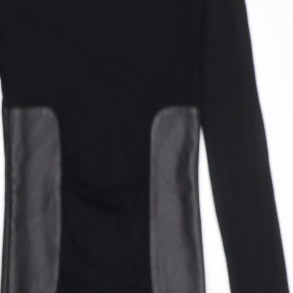 Faith Connexion Womens Black Polyester Bodycon Size S Round Neck Zip