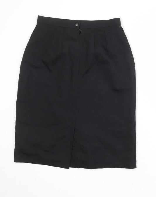 St Michael Womens Black Polyester Straight & Pencil Skirt Size 14 Zip