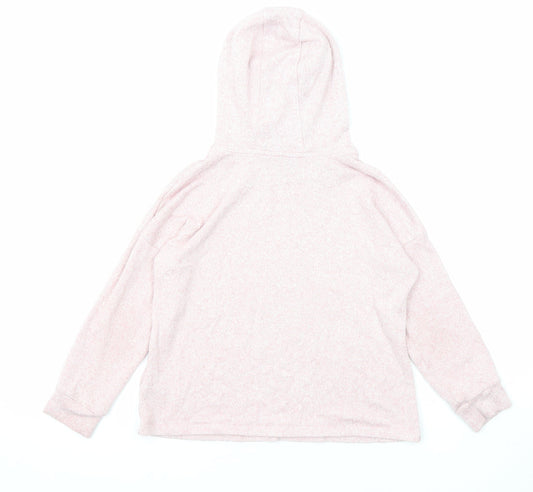Marks and Spencer Girls Pink Viscose Pullover Hoodie Size 7-8 Years Pullover