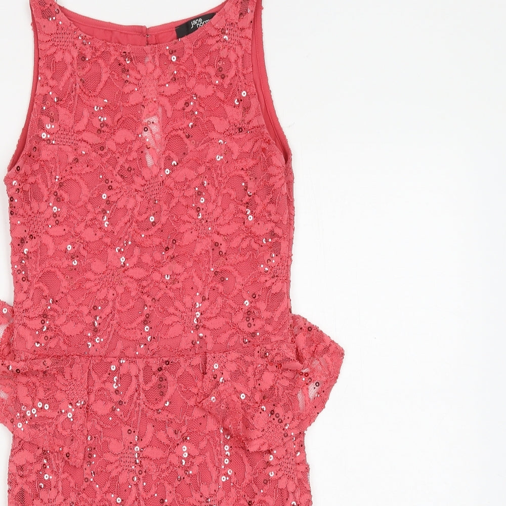 Jane Norman Womens Pink Floral Nylon Shift Size 10 Boat Neck Button
