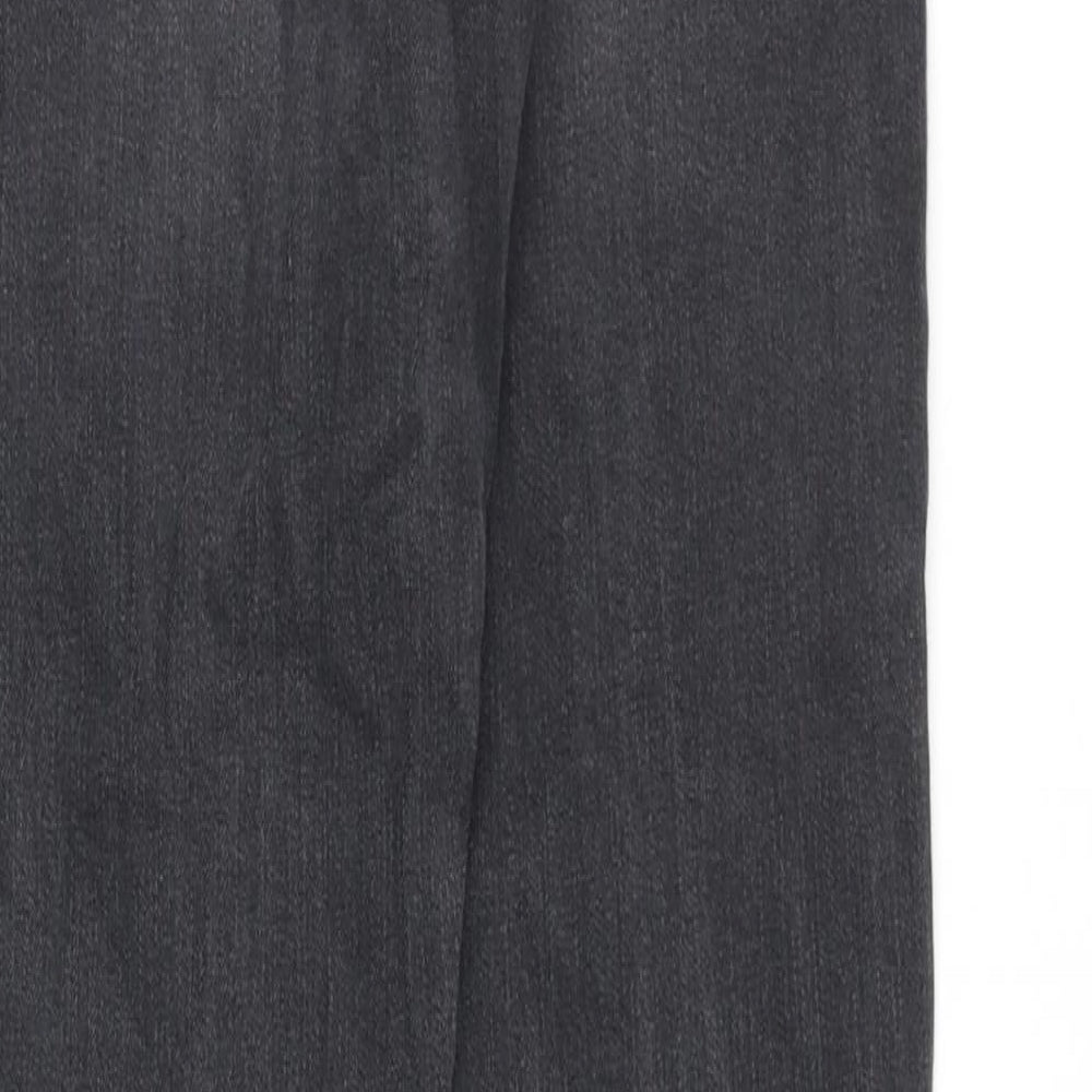 Brand and care label for Denim & Co. women’s grey cotton skinny jeans, size UK 8, regular zip