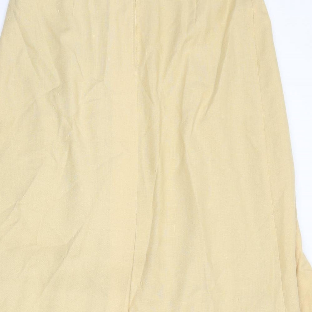 Brand and care label for C&A women’s yellow polyester pleated skirt, size UK 16, zip