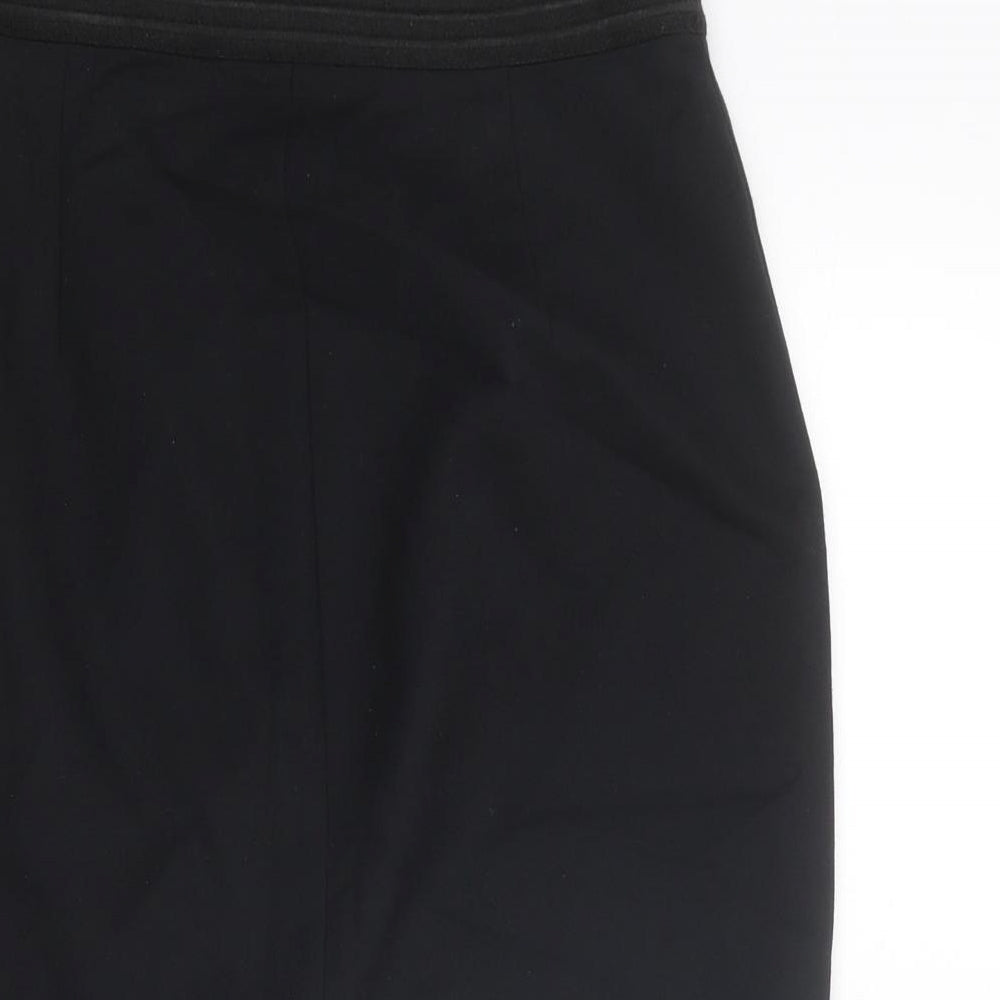 Brand and care label for French Connection women’s black cotton straight & pencil skirt, size UK 6, zip