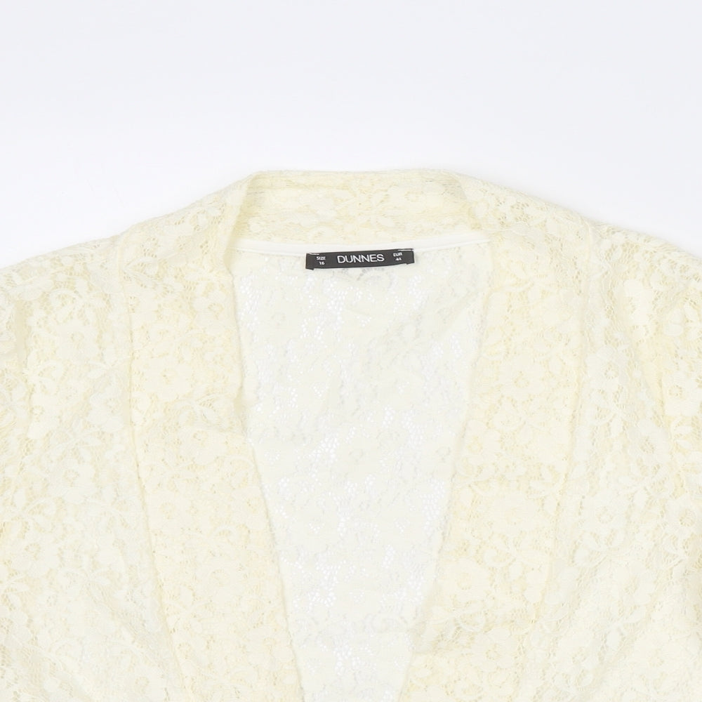 Dunnes Stores Womens Ivory Nylon Kimono Blouse Size 14 V-Neck