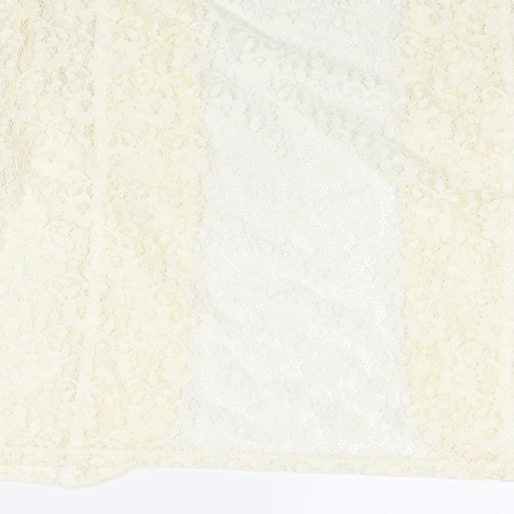 Dunnes Stores Womens Ivory Nylon Kimono Blouse Size 14 V-Neck