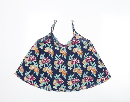 ASOS Womens Multicoloured Floral Polyester Basic Tank Size 12 V-Neck