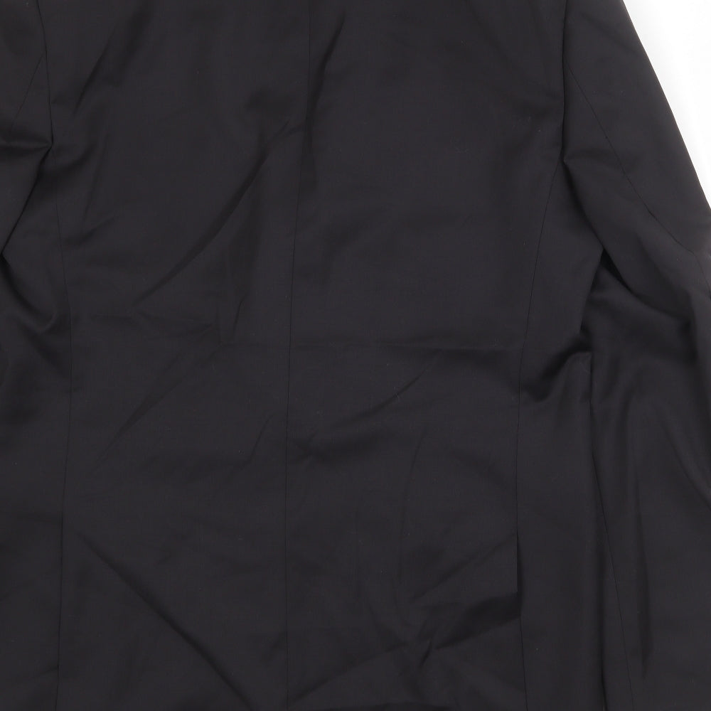 Brand and care label for Autograph men’s black polyester jacket suit jacket, size 42, regular