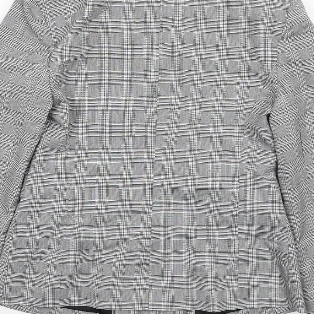 Brand and care label for Miss Selfridge women’s grey check polyester jacket suit jacket, size UK 10