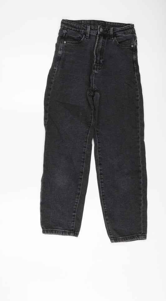 Stradivarius Womens Black Cotton Tapered Jeans Size 6 L24 in Regular Button