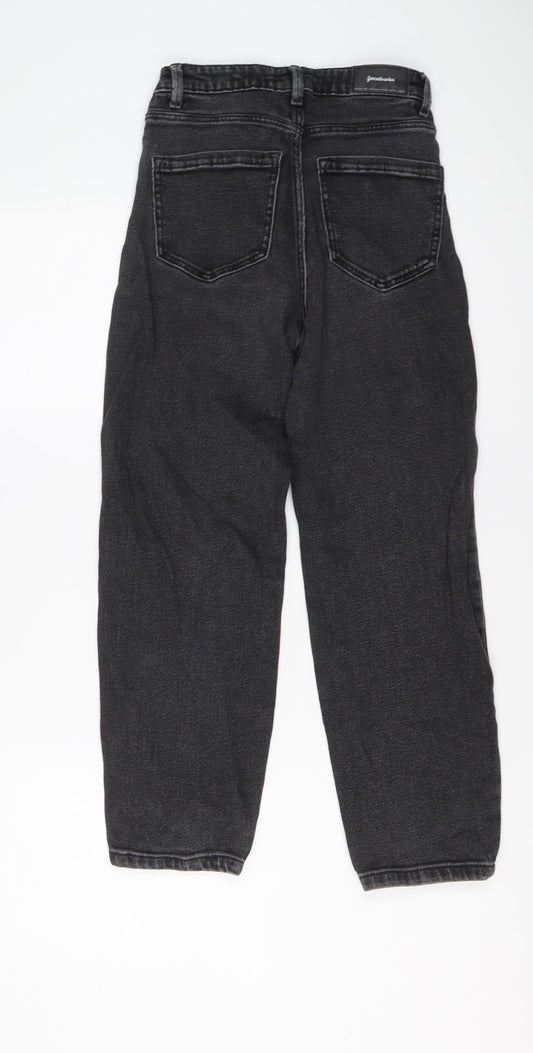 Stradivarius Womens Black Cotton Tapered Jeans Size 6 L24 in Regular Button