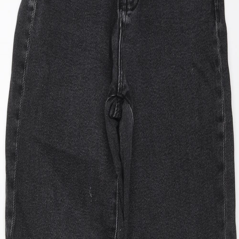 Stradivarius Womens Black Cotton Tapered Jeans Size 6 L24 in Regular Button