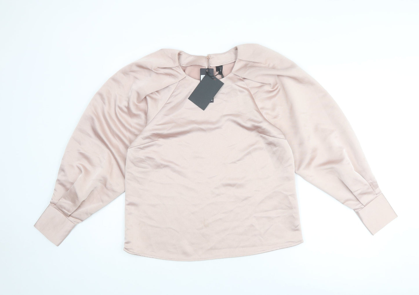 VERO MODA Womens Pink Polyester Basic Blouse Size M Round Neck