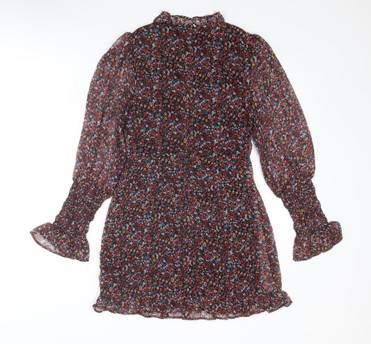 Mystic Threads Womens Multicoloured Floral Polyester A-Line Size XS Round Neck Zip