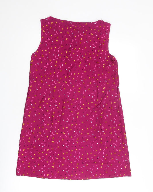 Mela Loves London Womens Purple Geometric Polyester A-Line Size 10 Round Neck Pullover