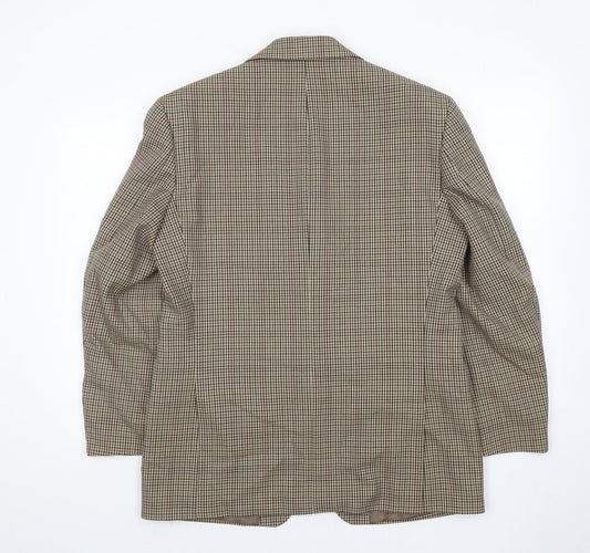 Mr Harry Mens Brown Geometric Polyester Jacket Blazer Size 40 Regular