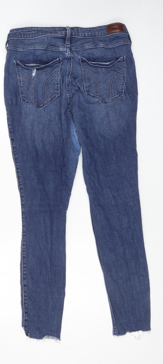 Hollister Womens Blue Cotton Skinny Jeans Size 32 in L28 in Regular Zip