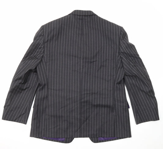 Marks and Spencer Mens Grey Striped Wool Jacket Suit Jacket Size 42 Regular