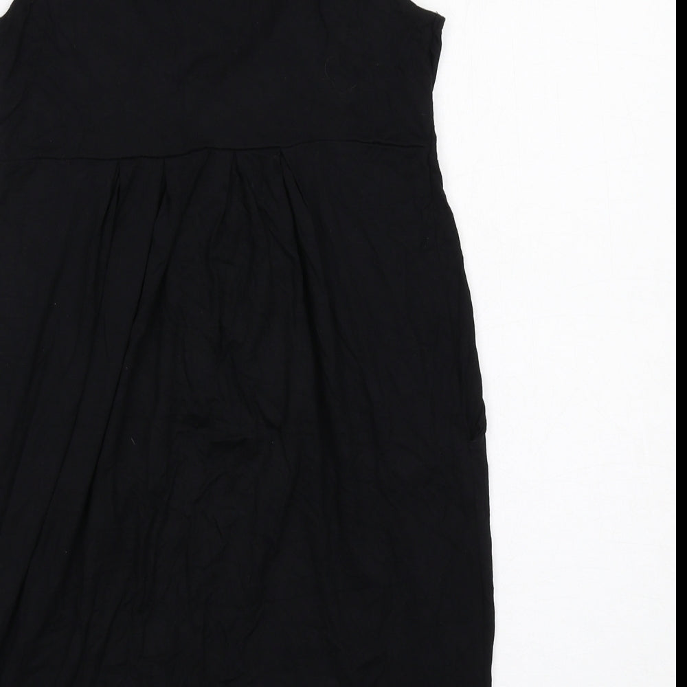 Warehouse Womens Black Viscose Tunic Tank Size 10 Scoop Neck