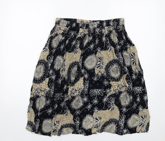 Saloos Womens Multicoloured Geometric Viscose Swing Skirt Size M Drawstring