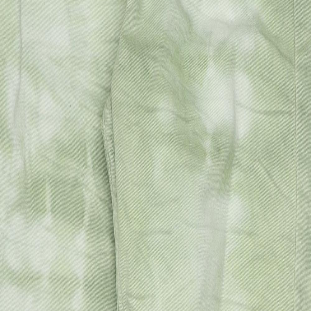 Stradivarius Womens Green Geometric Cotton Straight Jeans Size 6 Regular Zip - Tie dye effect