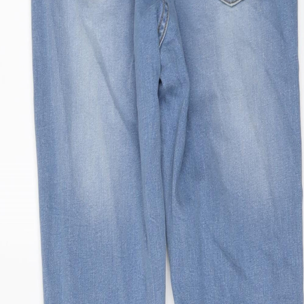 Boohoo Womens Blue Cotton Straight Jeans Size 8 L26 in Regular Button