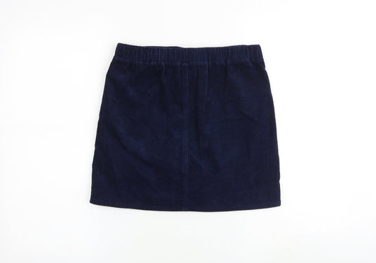 Denim & Co. Girls Blue 100% Cotton Mini Skirt Size 11-12 Years Regular Buckle