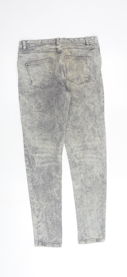 Papaya Womens Grey Cotton Skinny Jeans Size 10 Regular Zip