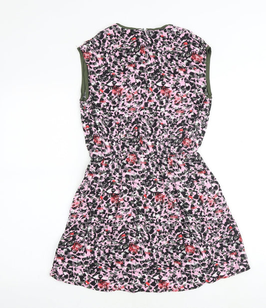 Zadig & Voltaire Girls Multicoloured Geometric Viscose A-Line Size 12 Years V-Neck Zip