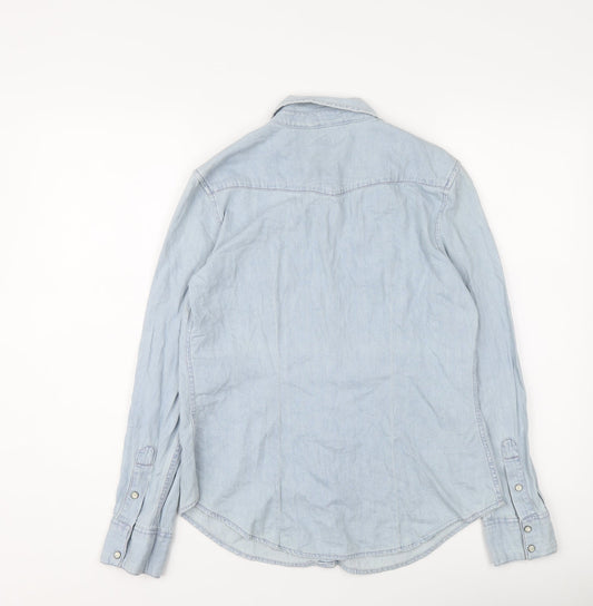 Gap Womens Blue Cotton Basic Button-Up Size S Collared