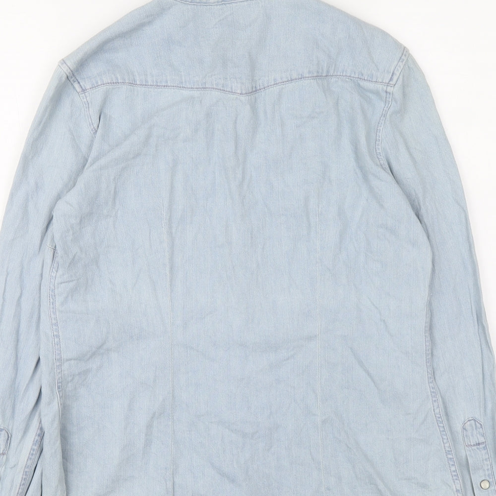 Gap Womens Blue Cotton Basic Button-Up Size S Collared